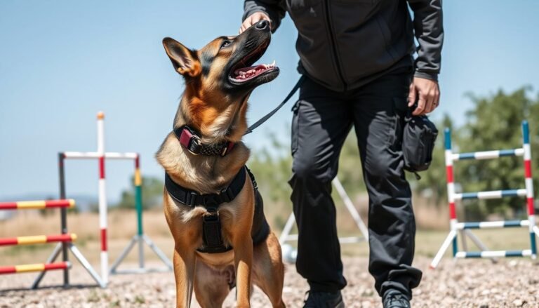 a dog on a leash